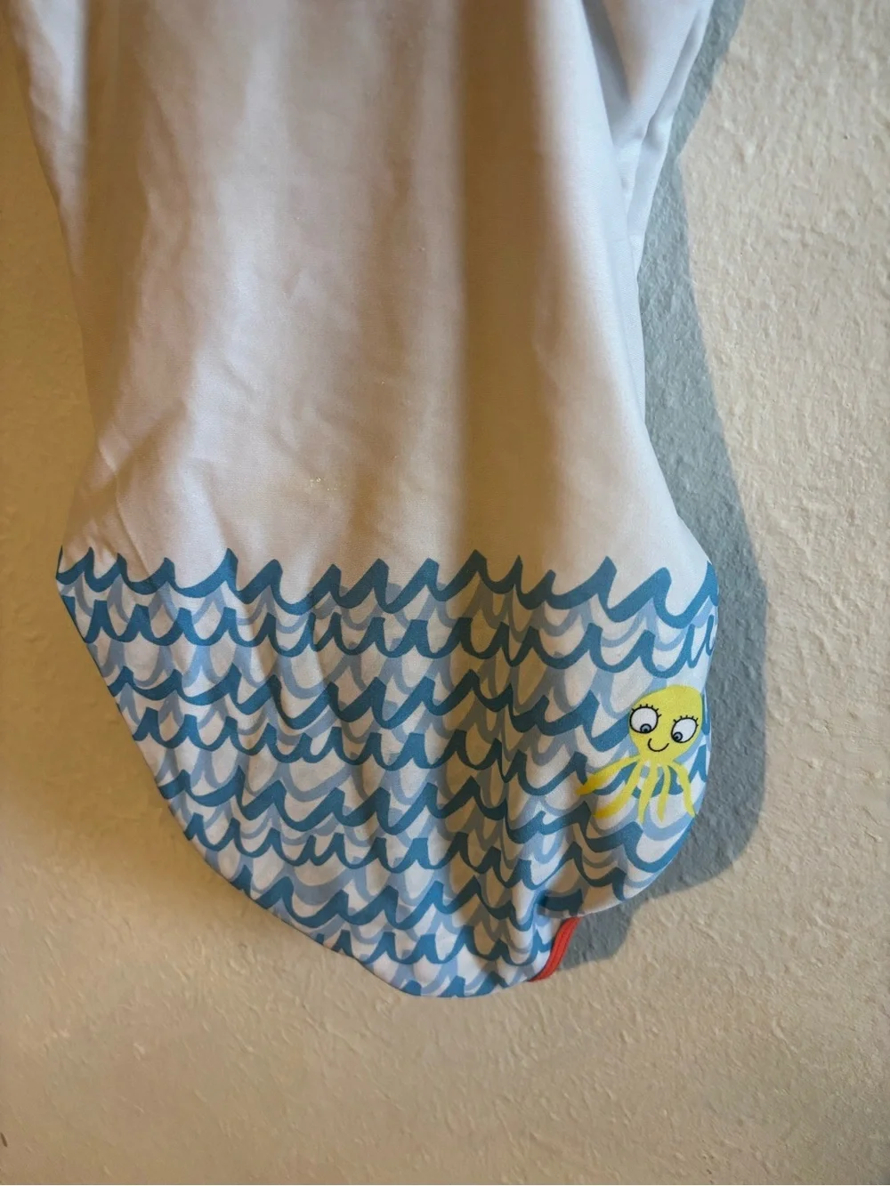 Kids One-Piece Swimsuit with Mermaid Graphic - White & Blue